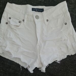 Aeropostale Women's Distressed White Jean Shorts